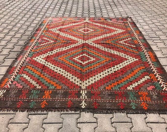 Turkish kilim rug, 6.2 X 9.3 ft, kilim, Vintage kilim Rug, Handmade kilim, Pastel color rug, Floor Rug ,Art Deco Rug, Decorative kilim rug