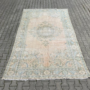 Large Area Rug 7ft X 11.5ft, Vintage Turkish Rug, Handwoven Contemporary Carpet, Modern Boho Decor For Home, Oversized Artistic Rug,