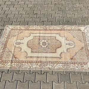 Vintage Yellow Rug, Boho Decor Rug, 3.66 X 6.83 ft, Oushak Rug, 44&#39;&#39; X 82&#39;&#39;, Decorative Rug, Carpet, Area Rug, Art Deco Rug, Turkish Rug