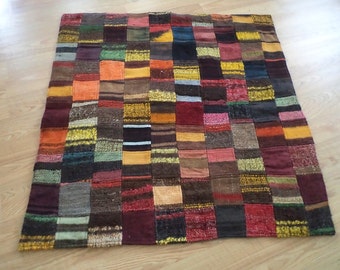 envío libre de alfombras kilim VINTAGE TURK-SH patchwork kilim Anatolian kilim rug kilim - S-ZE : 40'' X 40'' ( 100 cm X 100 cm)