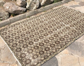Vintage Rug 4.6ft X 7.8ft decorative rug boho decor rug handmade rug bohemian rug area rug 56" X 94" oushak rug pale rug pastel color rug