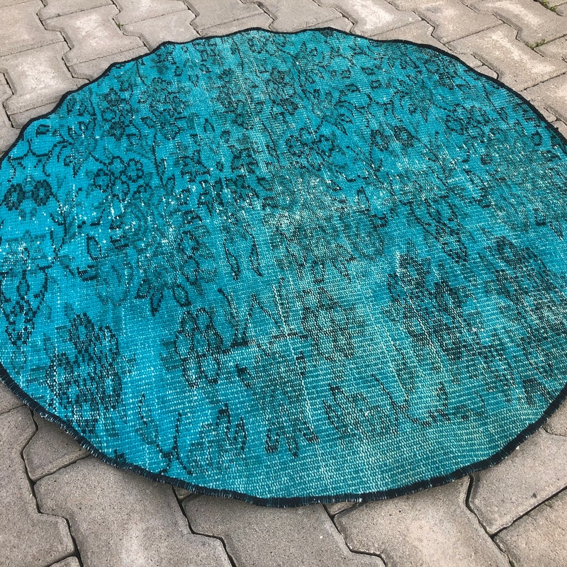 Blue Round Rug - Etsy