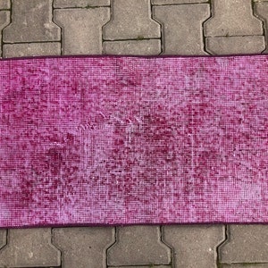Mat rugs,Floor mats, Bohemian rug, Doormat Rug, 1.5 X 2.6 ft Vintage Rug, Turkish Rug, Entryway Rug, Small size rug, Pink rugs, Overdyed rug
