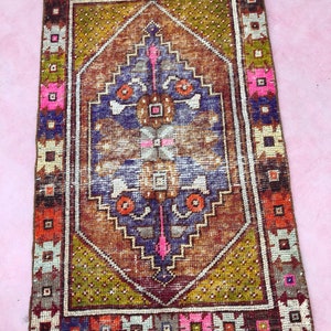 Kleiner Teppich, bunte Teppich, 47 &quot;x 31&quot;, kleine türkische Teppich, kleine dekorative Teppich, kleine Hand Weben Teppich,