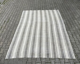 Hampa kelim matta, 90"x 118", turkisk kelim matta, Boho matta, Hemp Natural White kelim matta, Handgjord kelim matta, Vintage kelim matta, kelim, Tapis