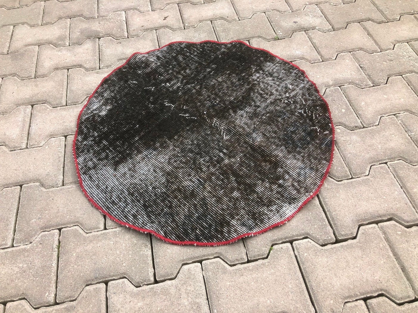 Round Black Rug Round Bathroom Rug 2.3 X 2.3 Ft Round Boho Etsy UK