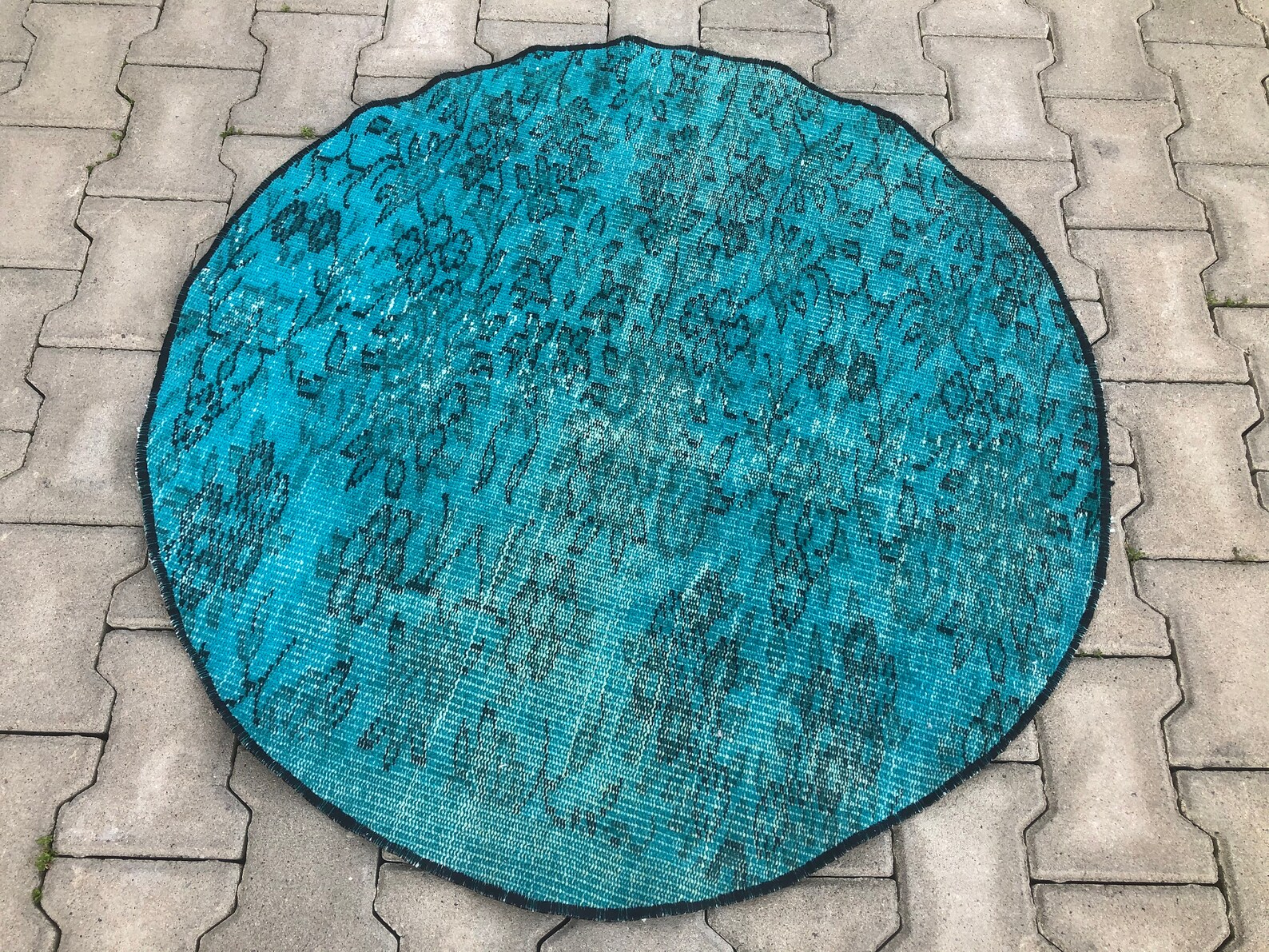 Sky Blue Round Rug Round Boho Rug 3.3 X 3.3 Ft Cotton Round Etsy UK