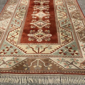 rug red rug 120&quot; x 82&quot; melas rug  vintage rug turkish kilim rug  area rug  pastel rug  turkish rug  red rug decorative rug saloon rug