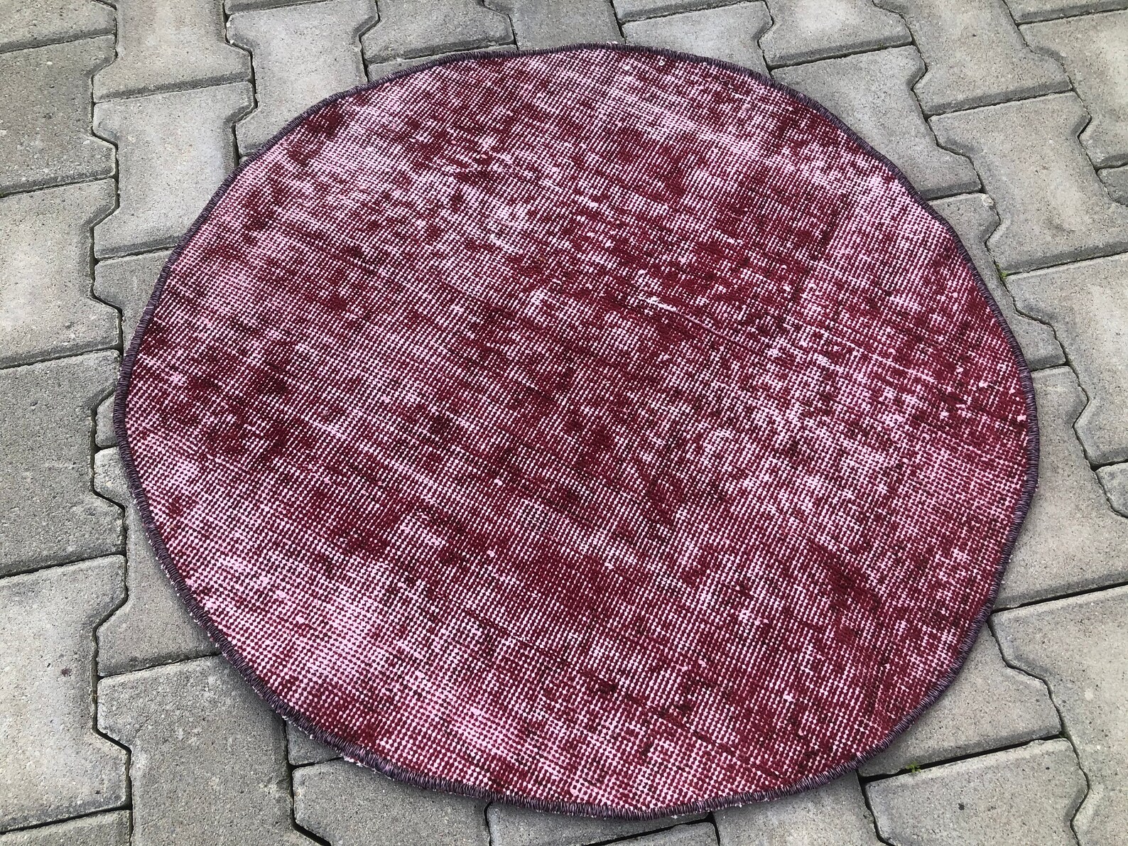 Red Round Rug, Round Boho Rug, 2.6 X 2.6 Ft, Cotton Round Area Rug ...