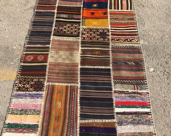 kilim rug 74" x 44" Patchwork rug, rug, vintage rug, Patchwork , Patch rug , kilim