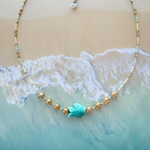 COLLIER Néréa  perles miyuki -Collier poisson turquoise -
