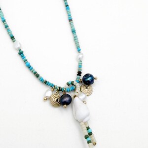 COLLIER ÉCUME perles rocailles indonesiennes, java rayées