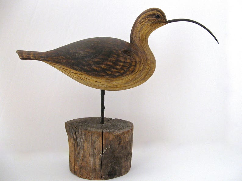 Vintage Hand Carved Shore Bird by David B. Ward Hudsonian Etsy