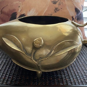 Antique Large Chinese Brass Bronze Footed Kettle