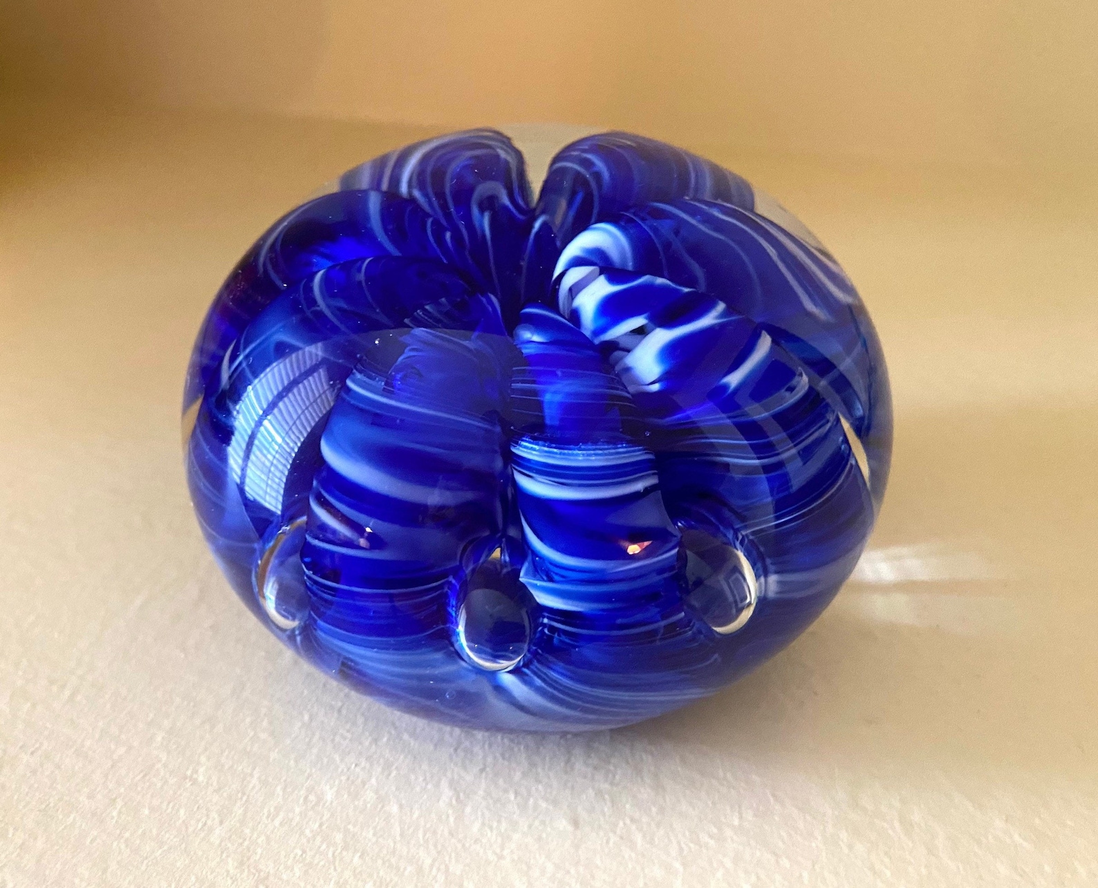 Cobalt Blue Ribbon Paperweight by Joe Rice Etsy