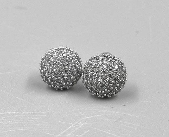 Silver Cluster Stud Earrings, Tiny Sparkling Earrings