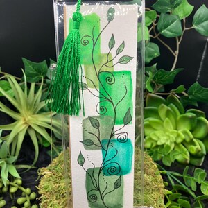 Handpainted Watercolor Geometric Leaf Design Bookmark