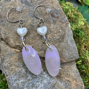 Iridescent Pink & Pearl White Dangle Earrings