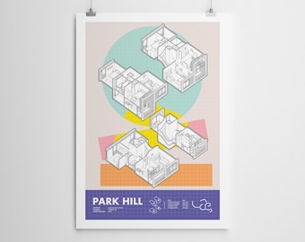 Park Hill Flats, Sheffield Brutalist Architecture | Illustration Art Print | Gift