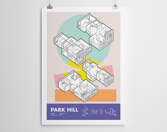 Park Hill Flats, Sheffield Brutalist Architecture / Illustration Art Print / Gift