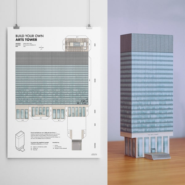 Build Your Own Arts Tower | Cut-out Model | Sheffield University Gift