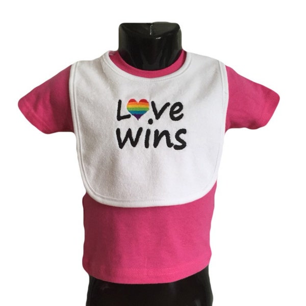 LGBT bib, love wins, marriage equality, support, same sex marriage, rainbow heart