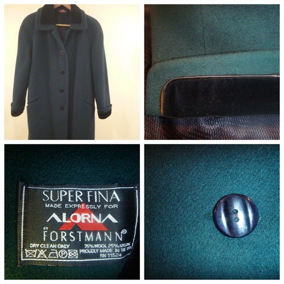 Women M L Overcoat Velvet Cuff Long Wool Blend USA