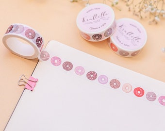 Donuts washi tape 0,6 x 394 inches, Sweets washi tape, masking tape