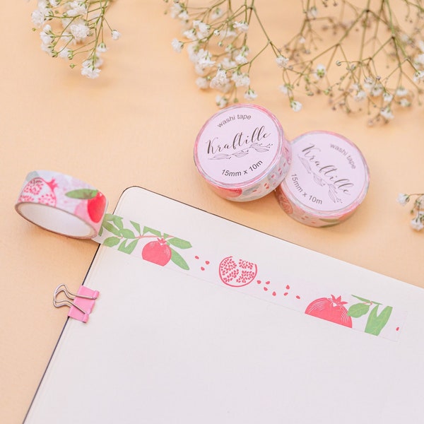 Washi tape grenade fruit 1,5cm x 10m