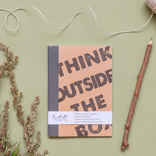 Think outside the box A6 notebook, daily gratitude journal, bucket list journal, reading journal, lined notebook