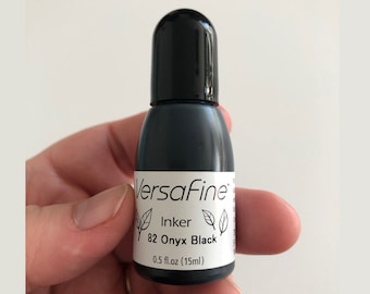 Black Versafine inker, re-inker for Versafine ink pad, fast drying ink, Onyx Black, rubber stamp pad, ink pad, stamp pad, Versafine