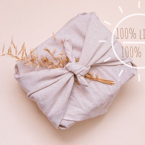 Furoshiki in lino, taglia L, confezione regalo eco-responsabile, Natale zero rifiuti