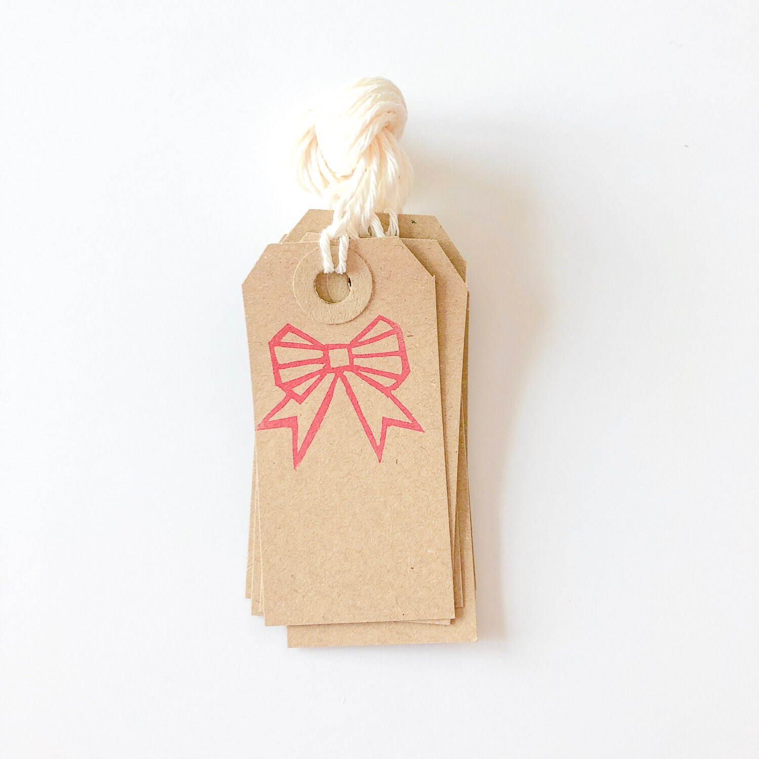 10 Christmas Gift Tags with red ribbon bow Kraft Tags White | Etsy