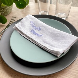 Set of 4 monogrammed linen dinner napkins, reuseable napkins, eco friendly gifts kitchen, linen napkin set, housewarming gift first home image 2
