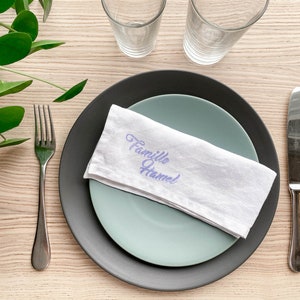 Set of 4 monogrammed linen dinner napkins, reuseable napkins, eco friendly gifts kitchen, linen napkin set, housewarming gift first home image 1