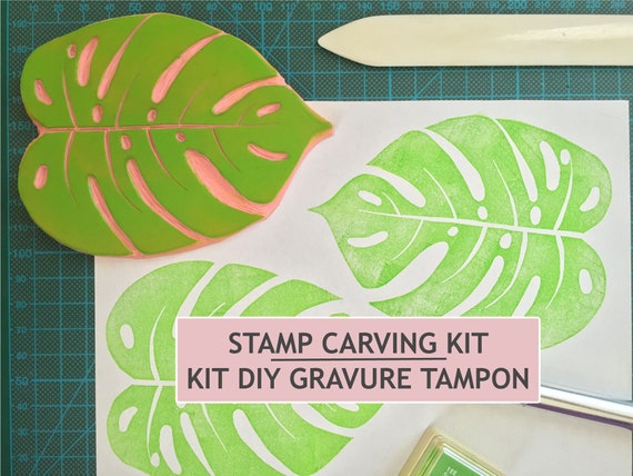 Stamp Carving Kit for Adults how to in English or French, Scrapbooking Kit  