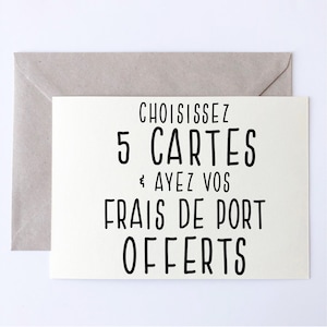 Envío gratis, Set de 5 tarjetas ilustradas con motivos culinarios.