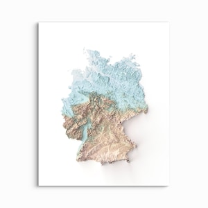 Mapa de Alemania en relieve sombreado - ELIGE TU ESTILO - Lámina artística sin marco