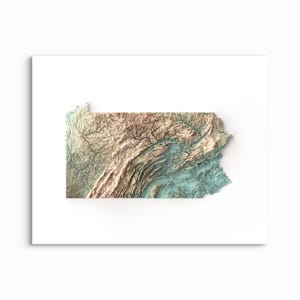 Pennsylvania Shaded Relief Map Print: Choose Your Style