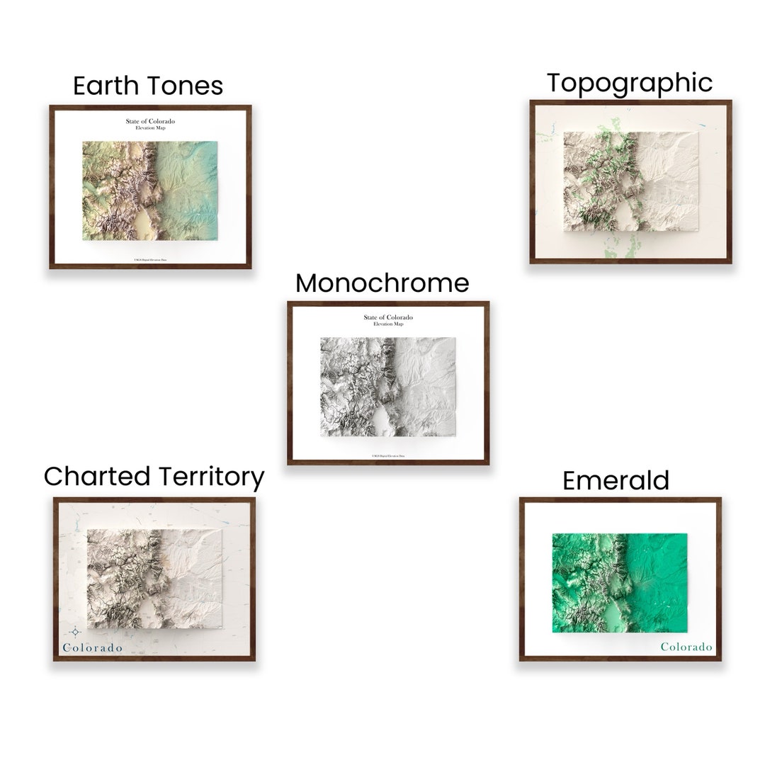 Colorado Shaded Relief Map - Etsy