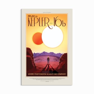 Kepler-16b Space Travel Poster: Retro Sci-Fi Art Print
