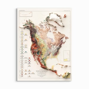 Mapa geológico de América del Norte Mapa en relieve sombreado 1911