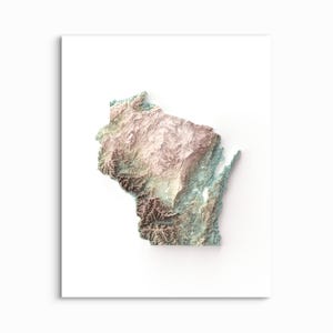 Wisconsin Shaded Relief Map Print: Choose Your Style