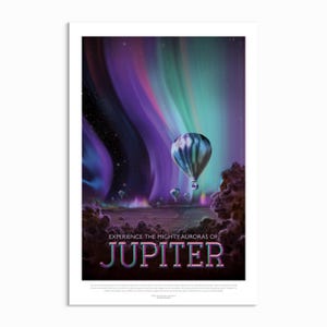 Jupiter NASA Travel Poster: Retro Sci-Fi Solar System Art Print