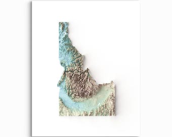 Mapa de relieve sombreado de Idaho: elige tu estilo.