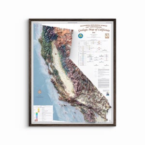 California Shaded Relief Map: Geologic Map Print
