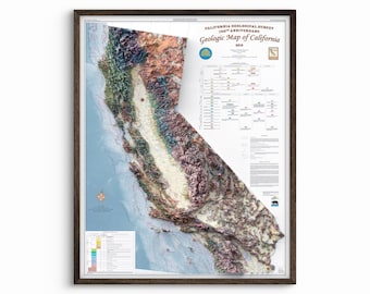 California Shaded Relief Map: Geologic Map Print