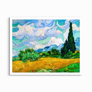 Weizenfeld mit Zypressen, Vincent van Gogh - 1889 UNGERAHMT KUNSTDRUCK