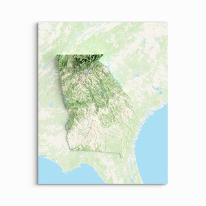 Georgia Shaded Relief Map - WÄHLEN SIE IHREN STIL - Ungerahmter Druck, Georgia Poster, Höhenkarte, Georgia Prints