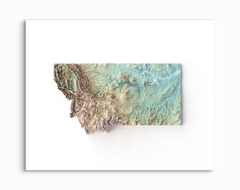 Montana Shaded Relief Map Print: Choose Your Style